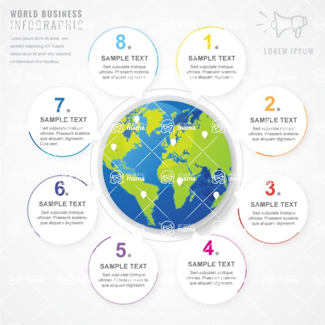 Infographic Templates Collection - Vector, Photoshop, PowerPoint, Google Slides - Globe with Steps Infographic Template